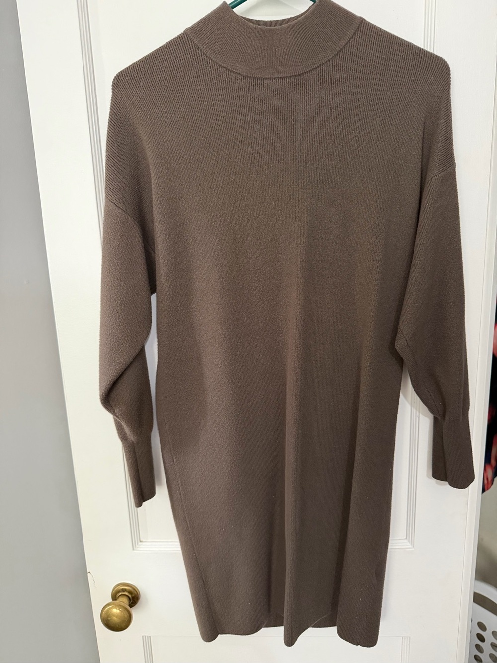 Abercrombie & Fitch Taupe Long Sleeve Mock Neck Knit Dress